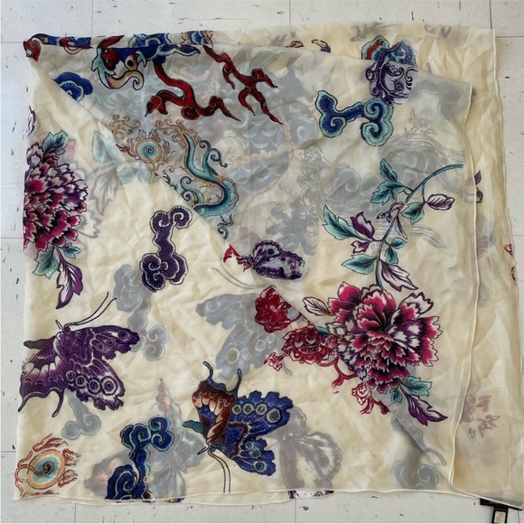 Auth ROBERTO CAVALLI S/S 2003 Dragon Tattoo Silk Scarf - Picture 3 of 11